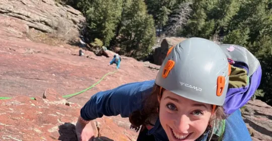 A rock climber on the First Flatiron in Colorado