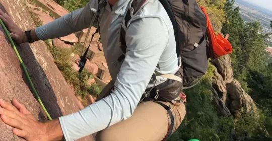 Rock climbers enjoying the Boulder Flatirons in Colorado