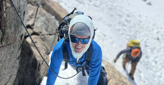 Advanced mountaineering students climbing alpine terrain in Colorado