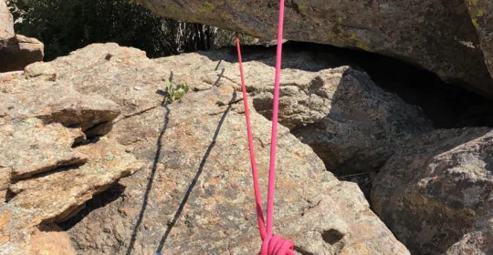 Rock climbing anchor in Clear Creek Canyon Colorado
