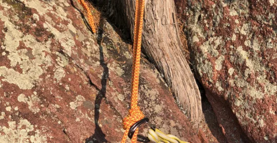 Rock climbing anchor in Eldorado Canyon State Park Colorado