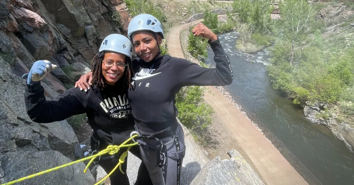 Beginner climbing course students in Golden Colorado