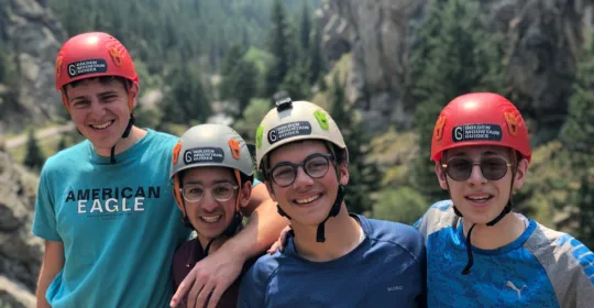 Beginner climbing course students smiling in Golden Colorado