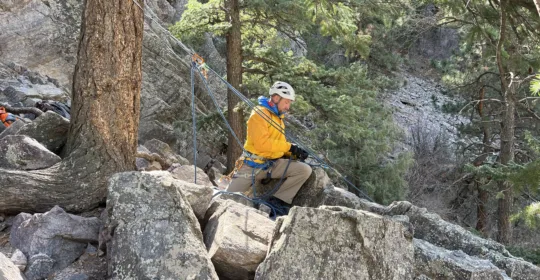 Rock rescue student in Eldorado Canyon State Park Colorado