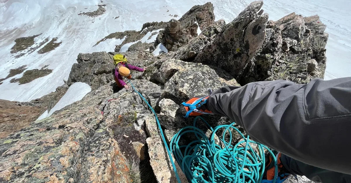 Technical ropework for mountaineering students in the Colorado mountains