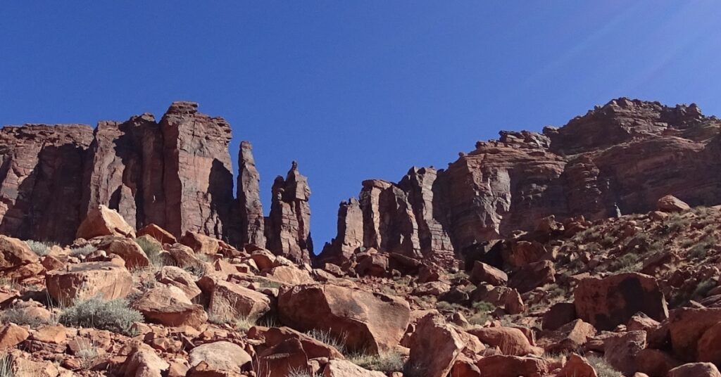 Lighthouse Tower from the Colorado River in Moab Utah