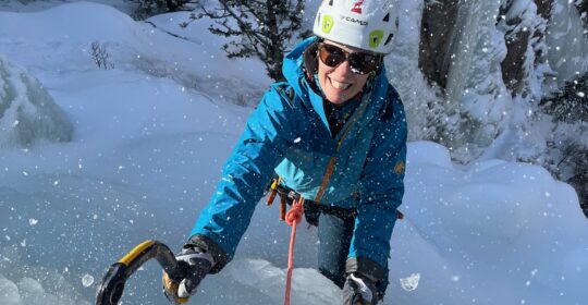 Privately guided ice climbing student at Lake City Colorado