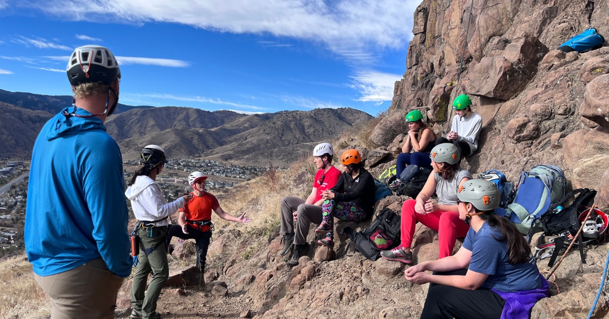 SPI candidates teaching rock climbing in Golden Colorado
