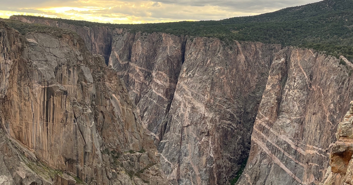 Sunset on the cliffs of the Black Canyon of the Gunnison in Colorado