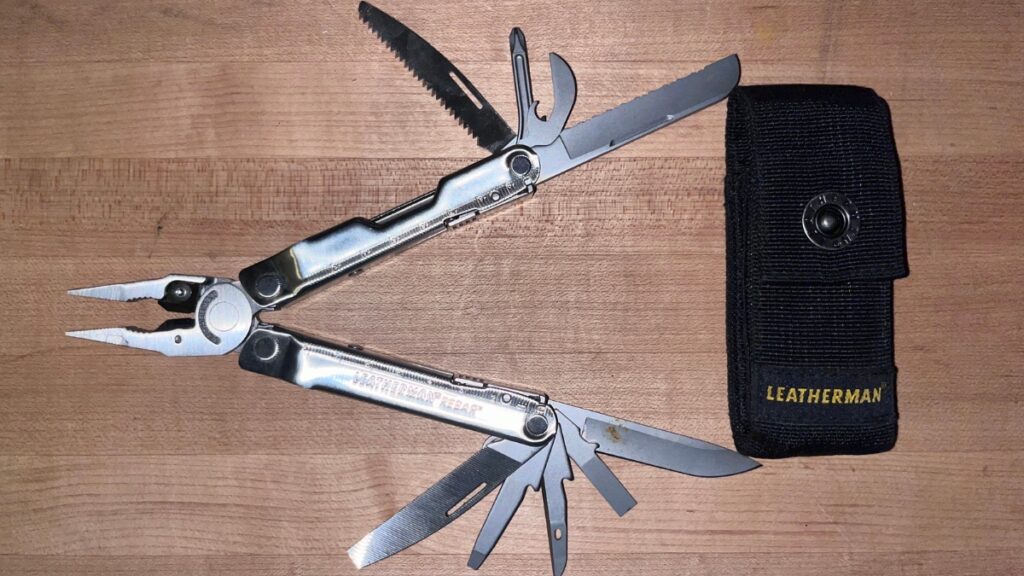 A multi-tool in a backcountry ski repair kit