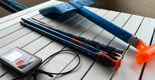 Beacon Probe and Shovel Set being prepared for storage