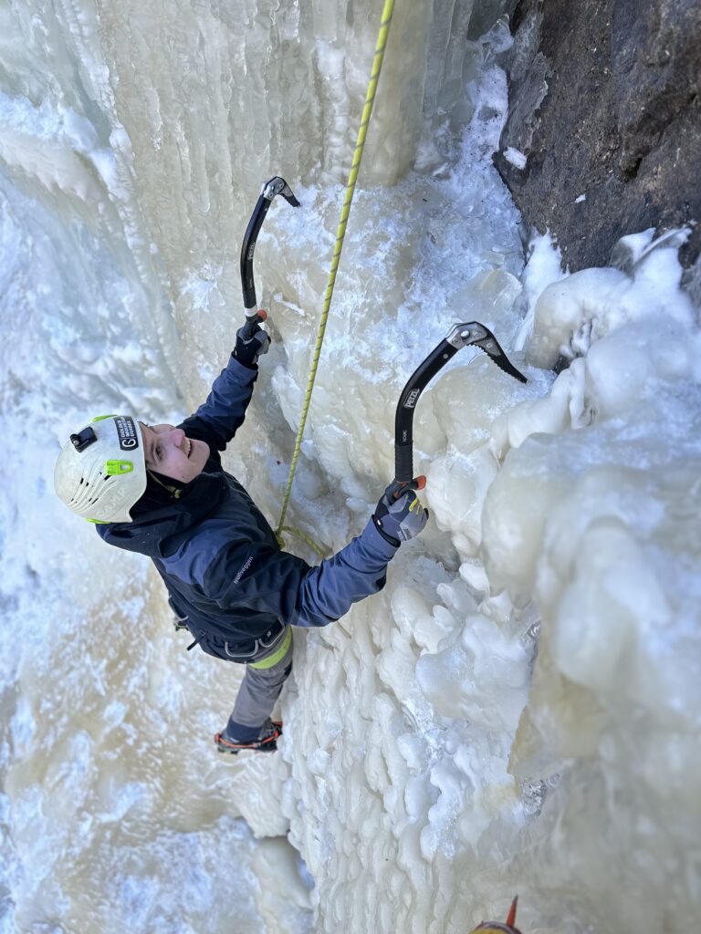 Ice Climber on route in RMNP