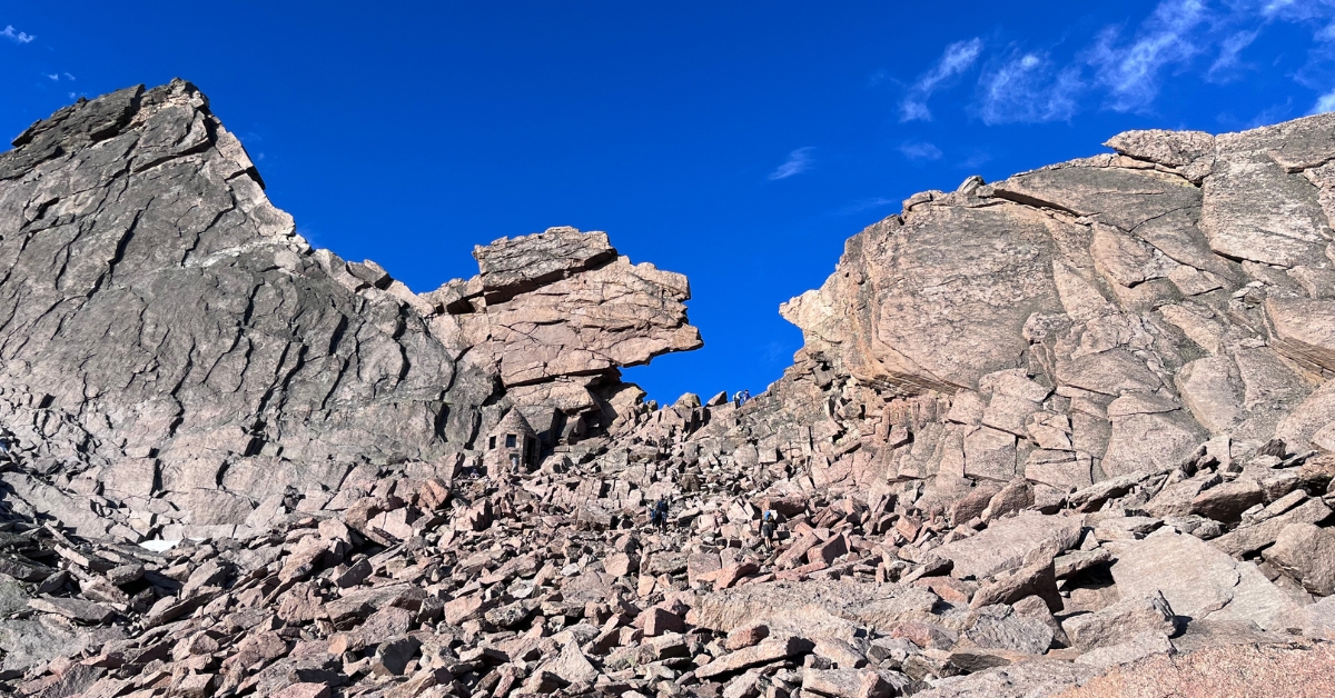 The Keyhole Route on Longs Peak as seen from the Boulderfield