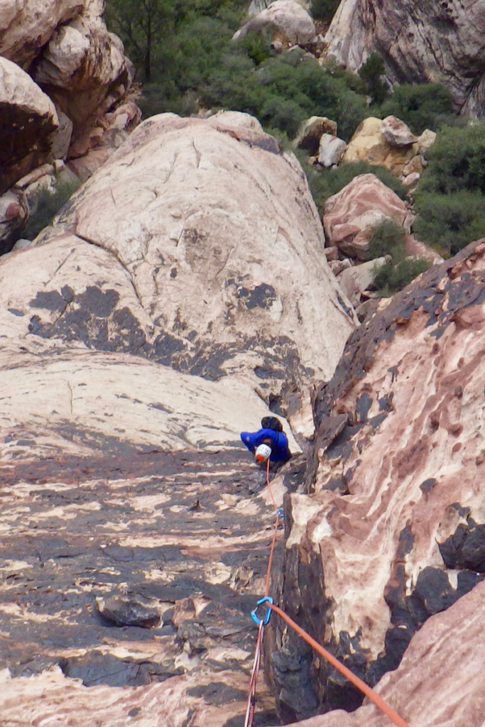 Climbing on Olive Oil in Red Rocks 